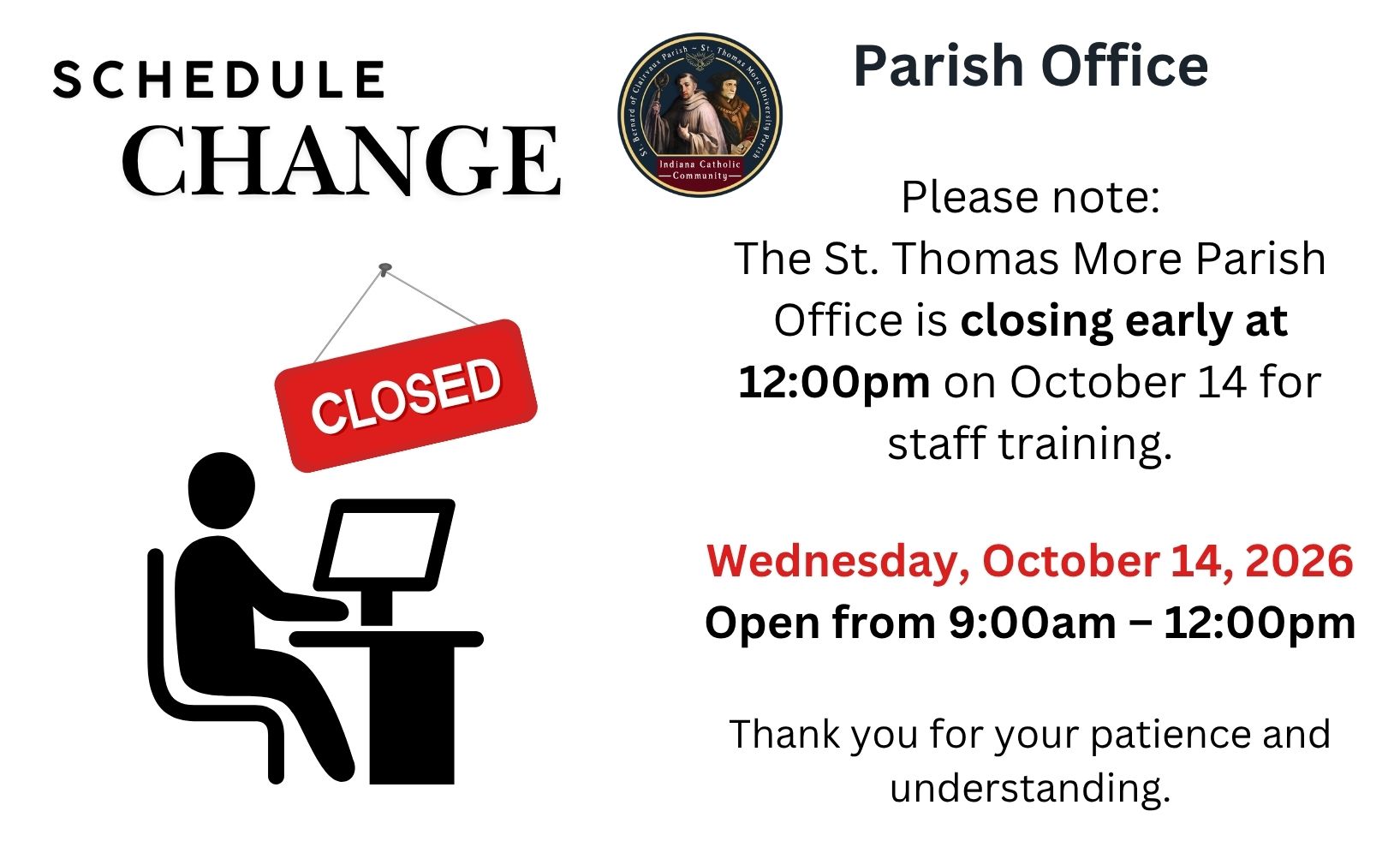 Parish Office closed October 14